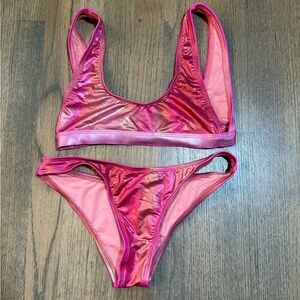 Dipping' Daisy's Shiny Pink Bikini Set-Small Top and Medium Bottom